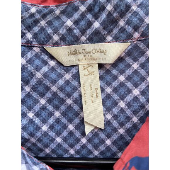 Matilda Jane Joanna Gaines Red High Horse Rodeo Equestrian Button Up Shirt Large - Picture 6 of 7